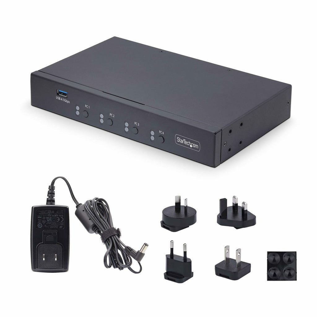 StarTech.com Switch KM 4 Ports USB 3.0 avec Commutation de Souris et Audio 3.5mm, Conforme TAA