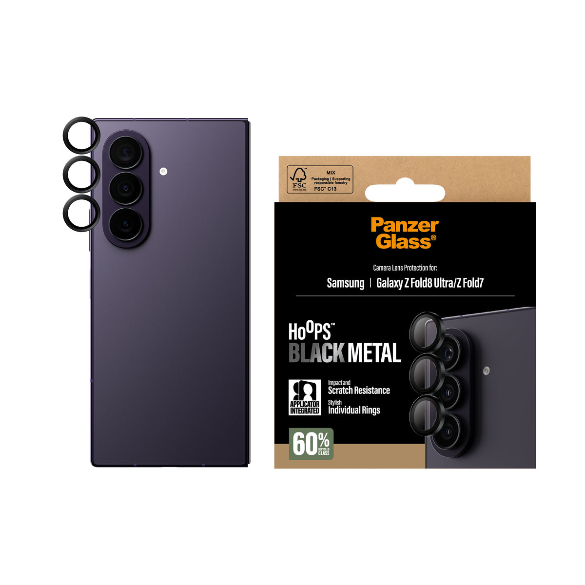 PanzerGlass ® Hoops® Camera Lens Protector Black Samsung Galaxy Z Fold8 Ultra | Z Fold7 Samsung - Galaxy Z Fold8 Ultra, Samsung - Galaxy Z Fold7 - vue 2