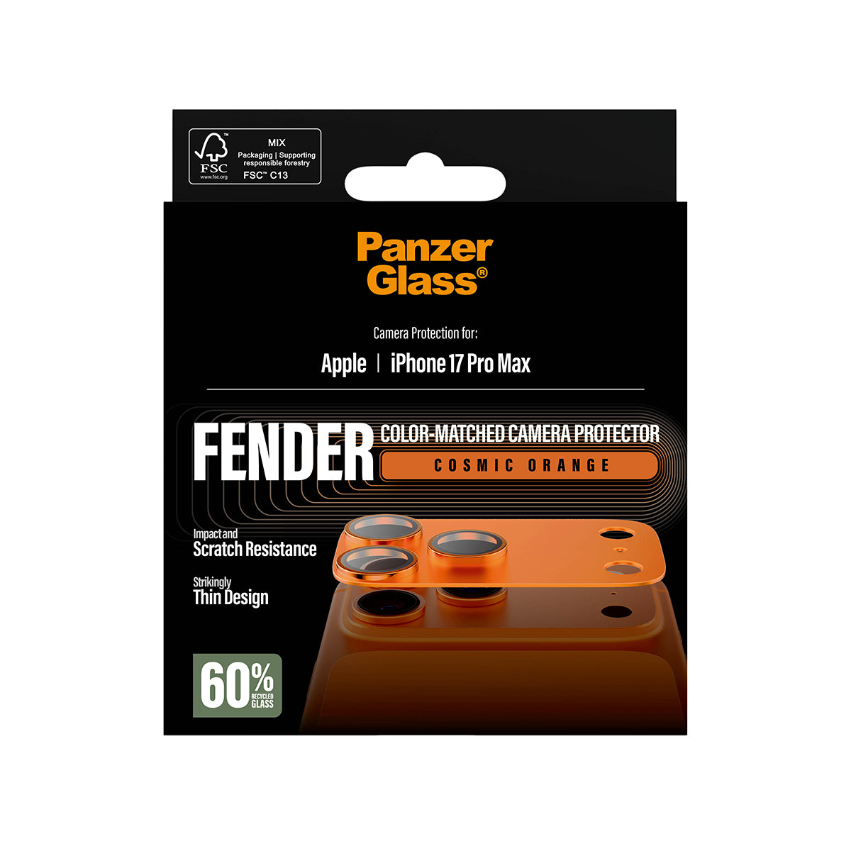 PanzerGlass ® Fender Camera Protector Cosmic Orange iPhone 17 Pro Max Protection d'écran transparent Apple 1 pièce(s)