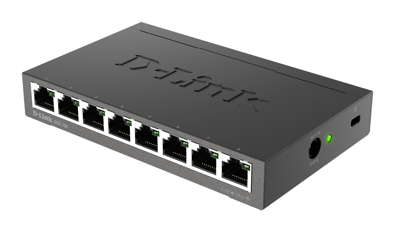 D-Link DGS-108 Non-géré L2 Gigabit Ethernet (10/100/1000) Noir