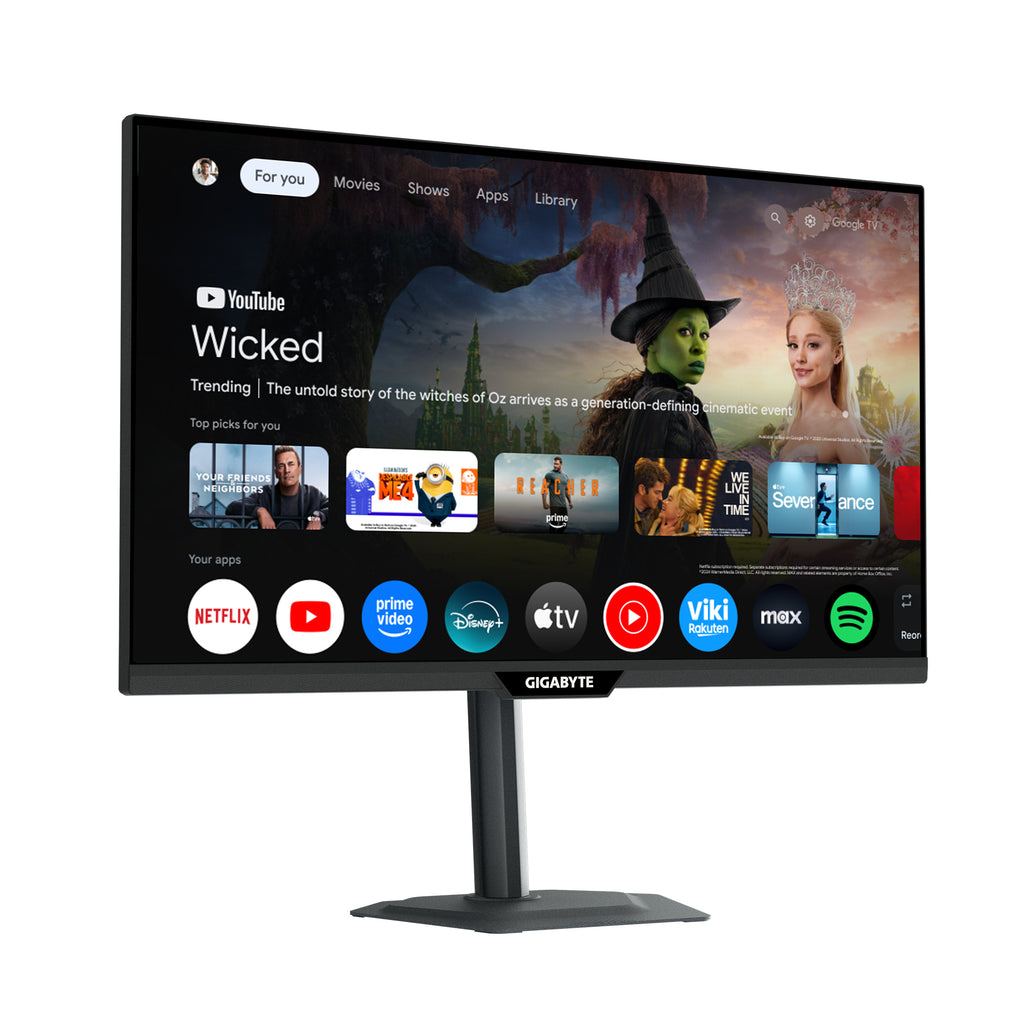 GIGABYTE M27QS Moniteur Intelligent 27” 2K QHD - Google TV, Affichage sans fil, 2560 x 1440, 180Hz, 1ms, 350 cd/m², Free