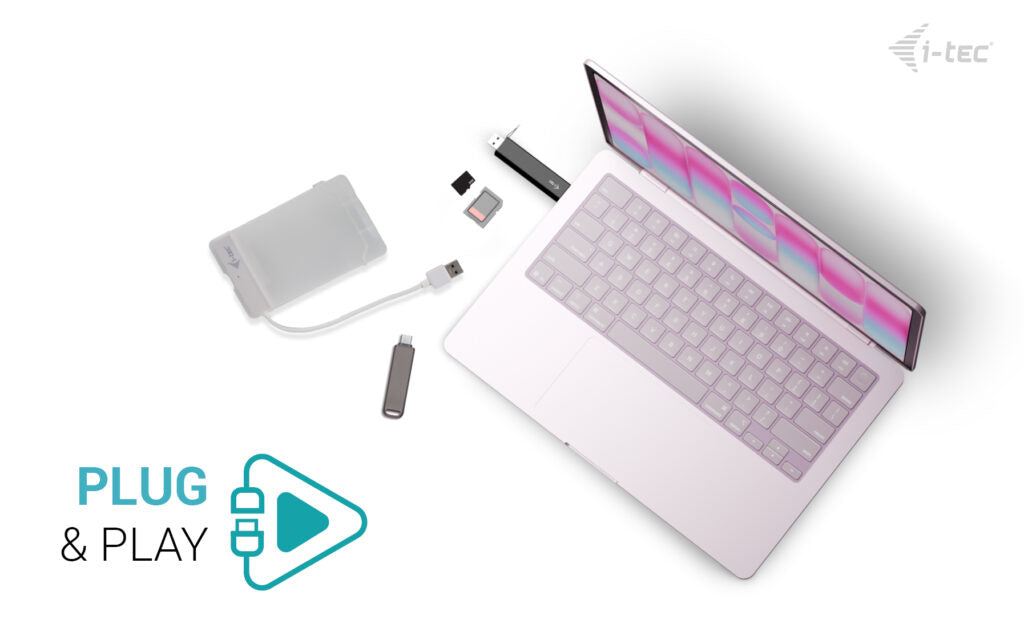 i-tec Dongle Lecteur de Cartes SD et TF avec 2 ports USB (USB-C et USB-A)