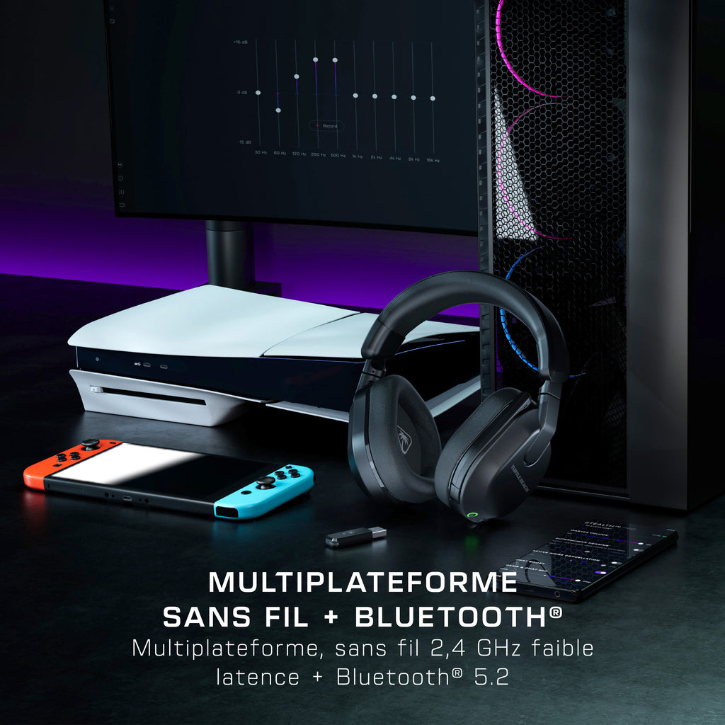 Turtle Beach Stealth 600 Noir Playstation Casque Gaming sans Fil w/ 80hr Batterie, Écouteurs de 50mm et Bluetooth pour P