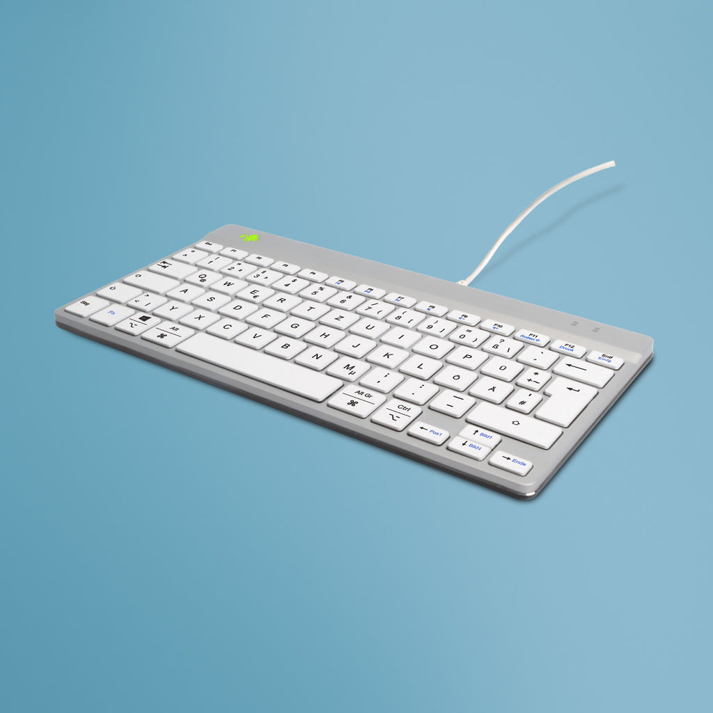 R-Go Tools Clavier Ergonomique Compact Break, QWERTZ (DE), Filaire, Blanc