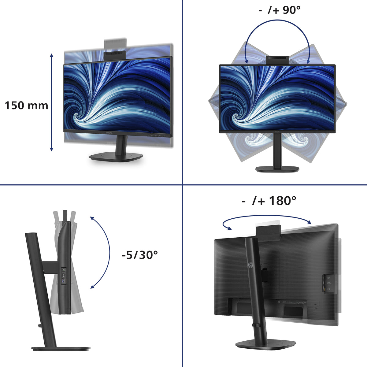Philips 3000 series 24B2N3200JH/00 Moniteur PC 23.8" Full HD 1920 x 1080 LCD Noir
