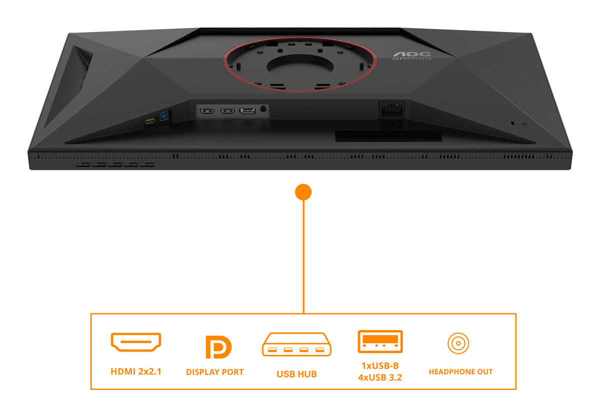 AOC G4 U27G4XM Écran Gaming 27" 4K UHD MiniLED 3840 x 2160 pixels, 160Hz, 1ms, Noir et Rouge