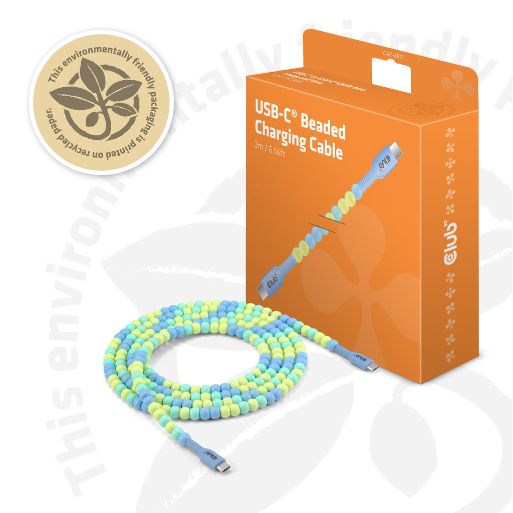 CLUB3D CAC-3011 câble USB 2 m USB C 0,48 Gbit/s 60 W Bleu, Vert