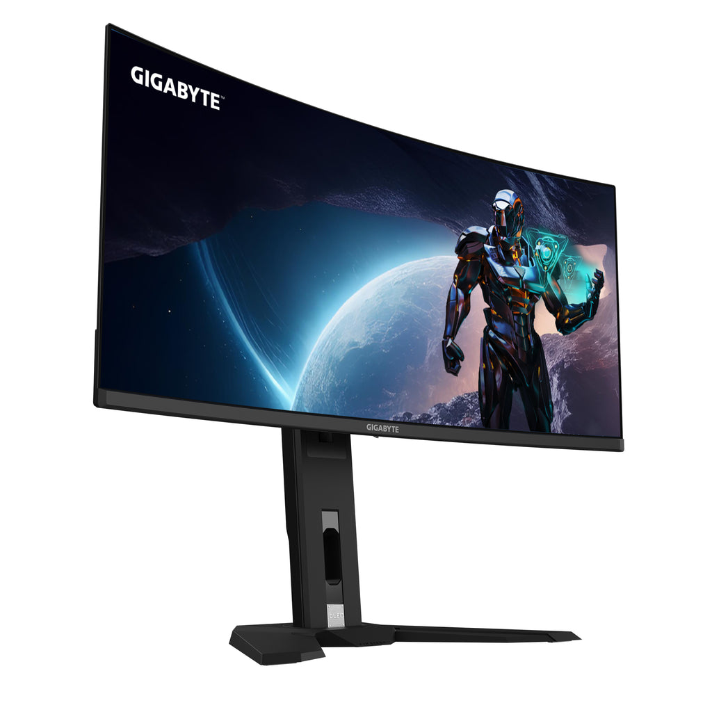 GIGABYTE Moniteur de jeu courbé OLED WQHD MO34WQC2 de 34" - 3440 x 1440, 240Hz, 0.03ms, KVM, 250 cd/m², FreeSync Premium Pro, DisplayHDR True Black 400, HDMI 2.1, Displayport 1.4