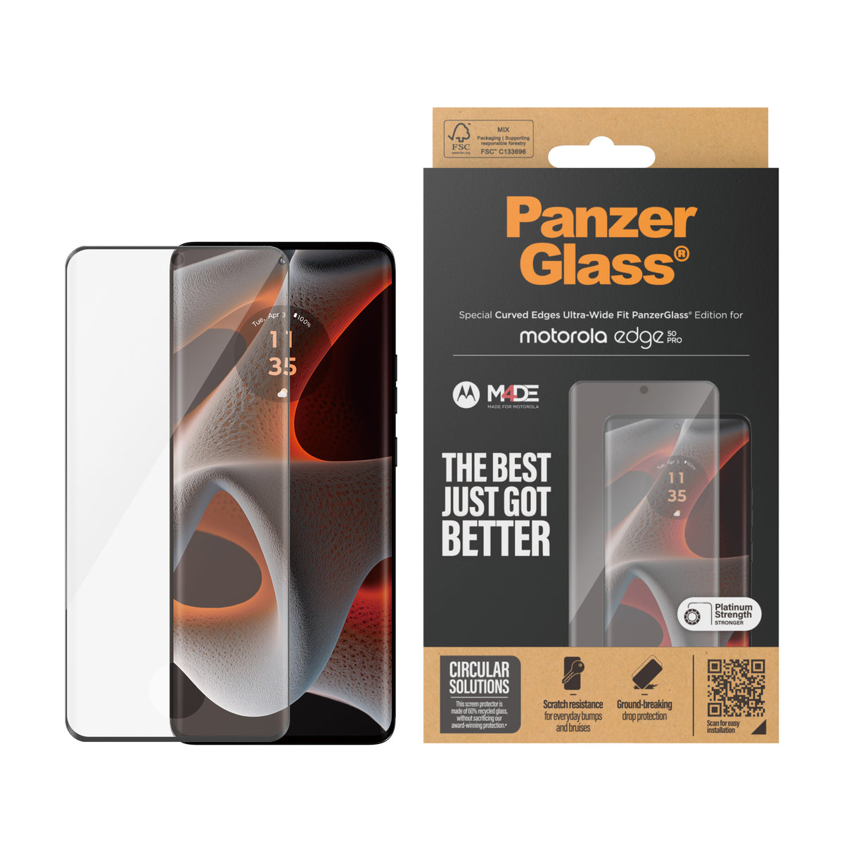 PanzerGlass ® Screen Protector Motorola Edge 50 Pro | Ultra | Ultra-Wide Fit Protection d'écran transparent 1 pièce(s)