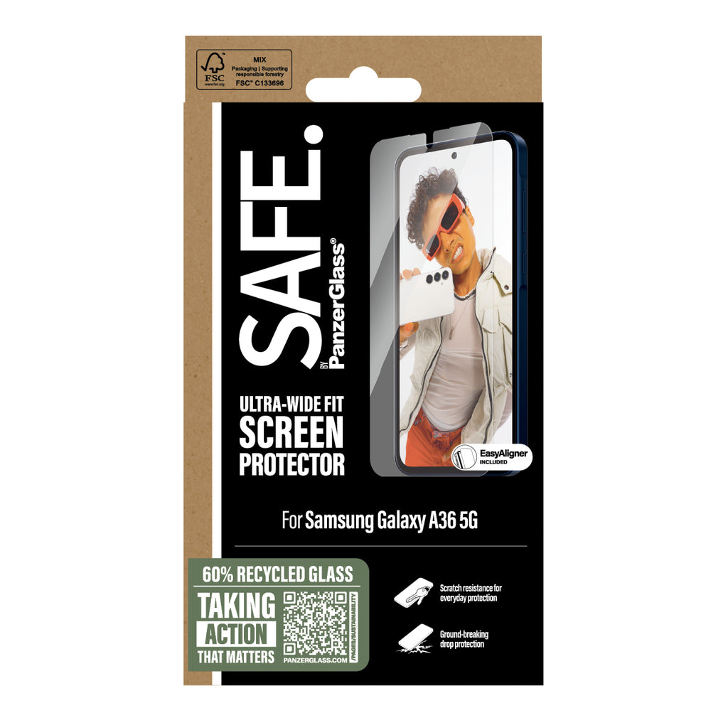 PanzerGlass PanzerGlass SAFE. by ® Screen Protector Samsung Galaxy A36 5G | Ultra-Wide Fit w. EasyAligner Protection d'écran transparent 1 pièce(s)