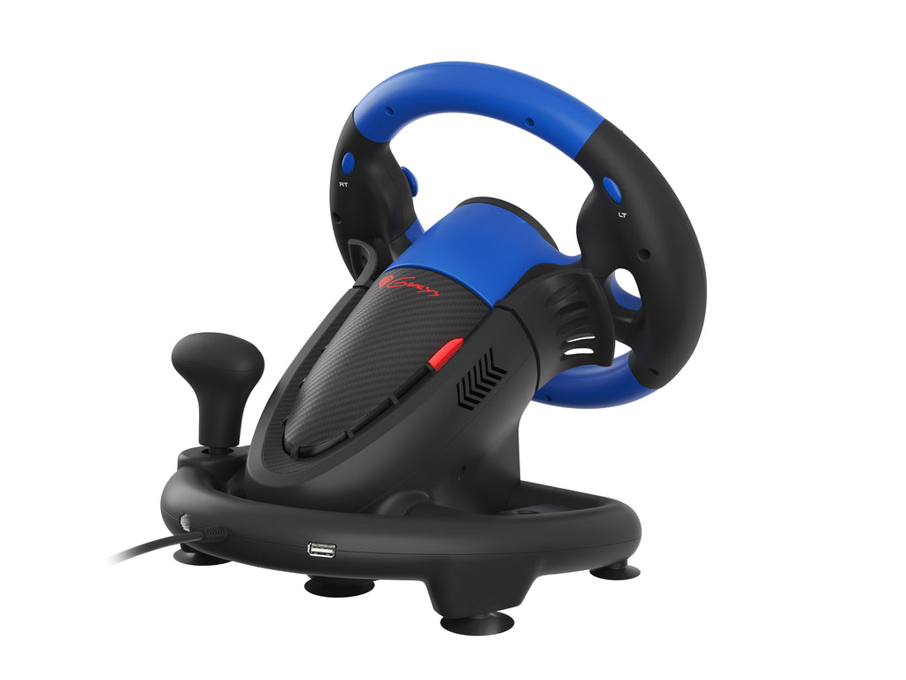 Volant et Pédales Seaborg 350 Noir et Bleu USB pour PC, PS4, PS3, Xbox Series X/S, Xbox One, Xbox 360, Nintendo Switch