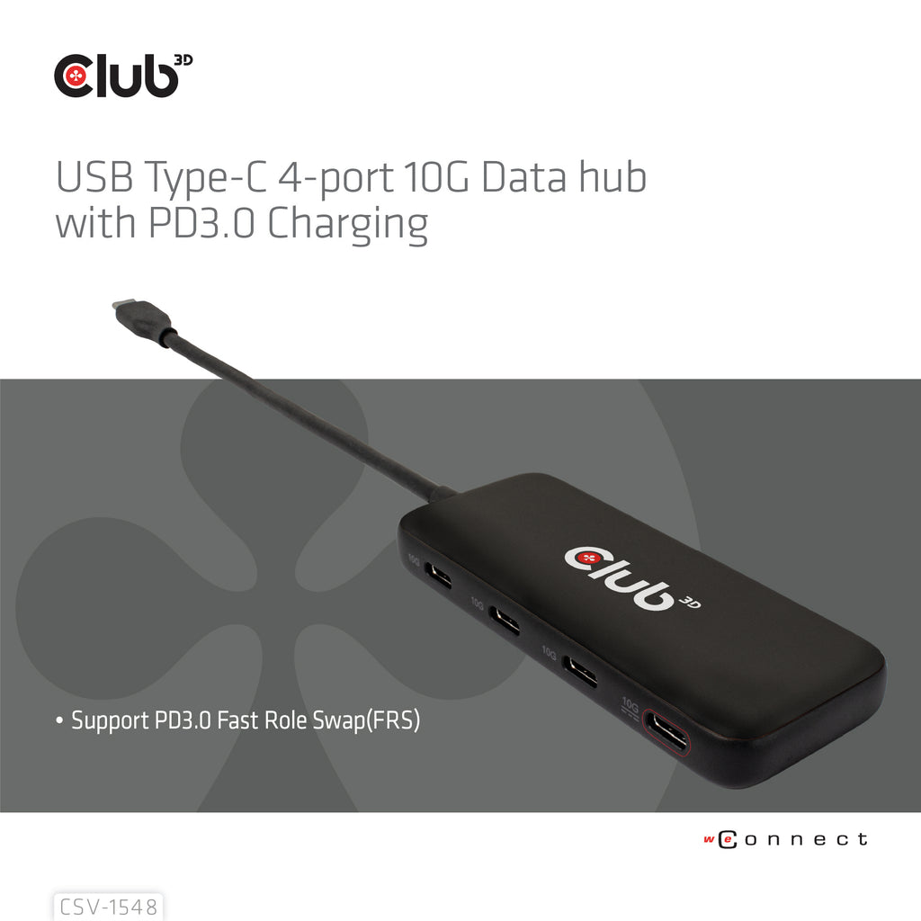 CLUB3D CSV-1548 Hub USB 3.2 Gen 1 (3.1 Gen 1) Type-C, Noir