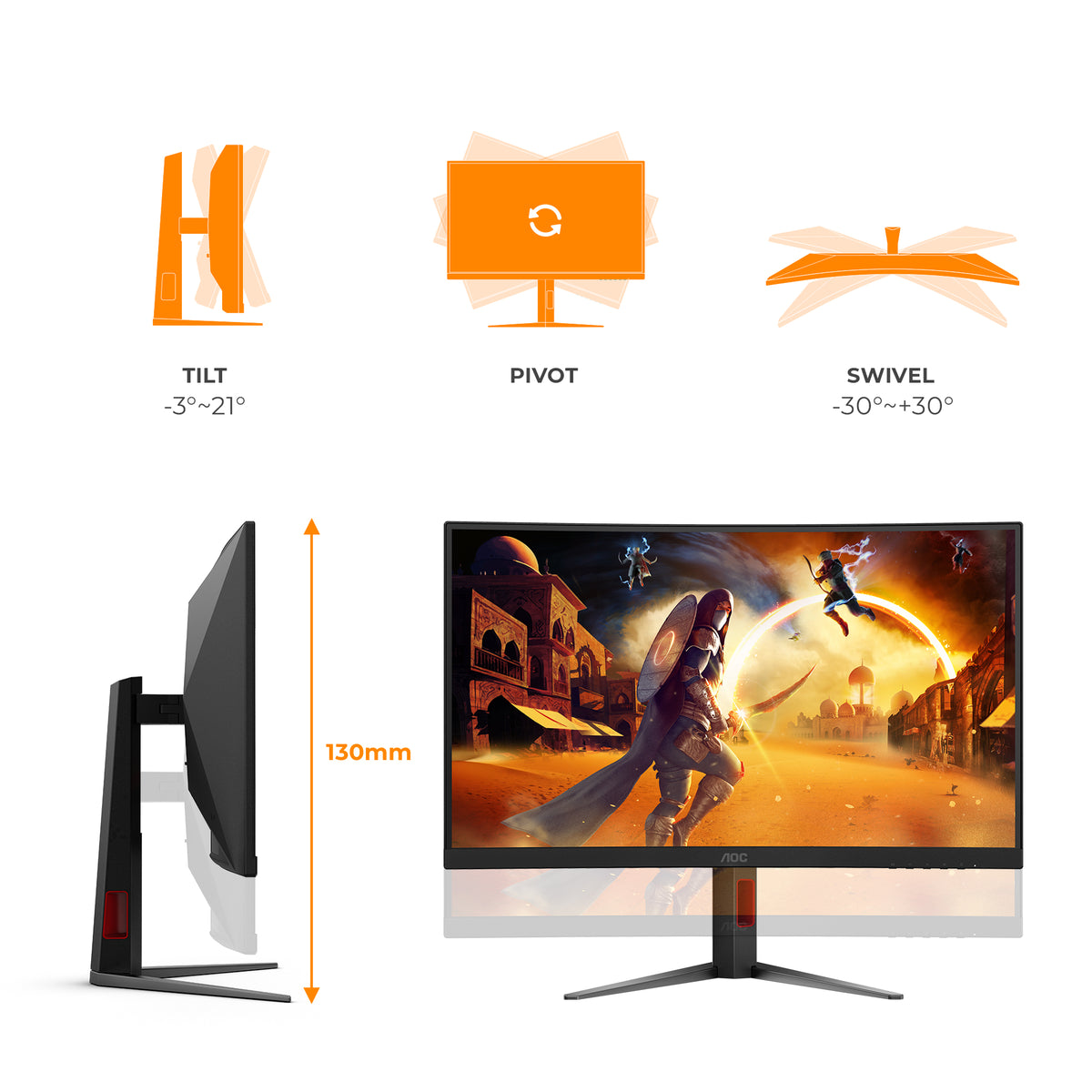 AOC G4 C27G4Z2 écran plat de PC 68,6 cm (27") 1920 x 1080 pixels Full HD LCD Noir, Rouge
