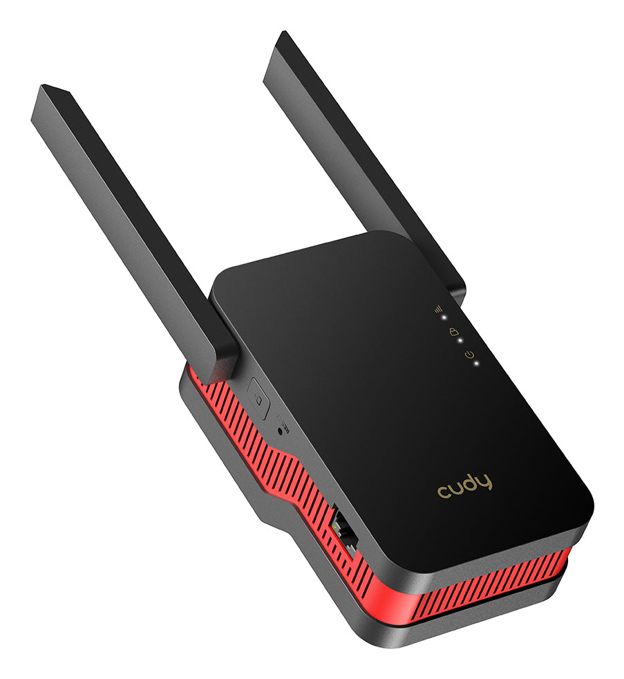 Cudy RE3000 Répéteur WiFi AX3000 Gigabit 10/100/1000 Mbit/s, Noir et Rouge