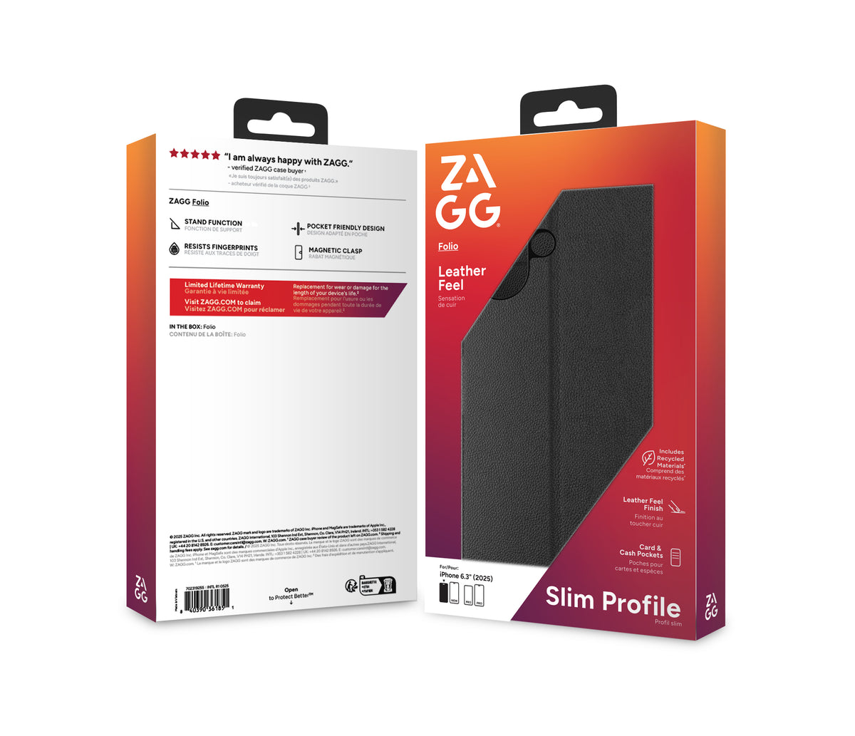 ZAGG Folio Coque de Protection pour iPhone 17, 6.3 pouces, Noir