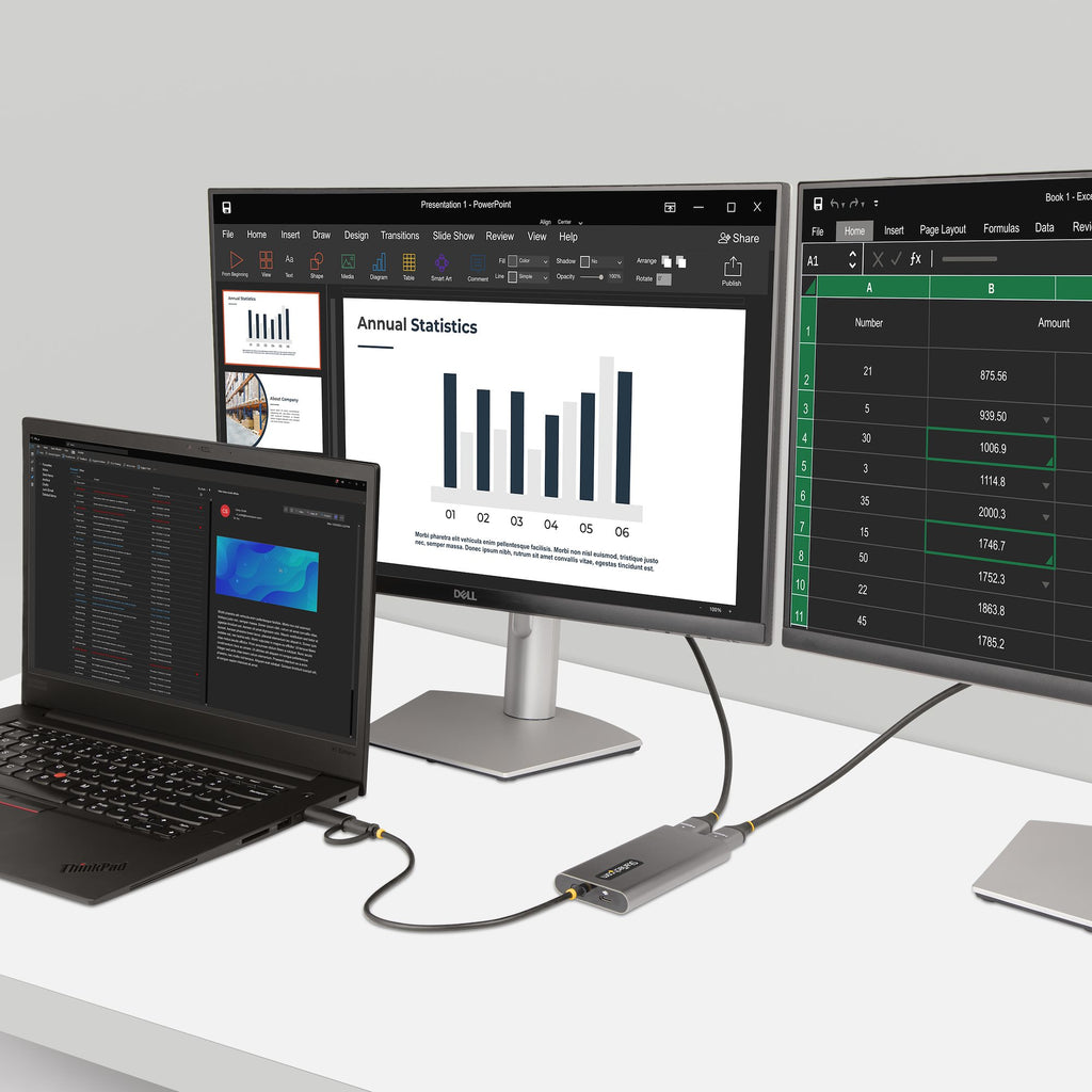 StarTech.com Adaptateur USB-C vers Double HDMI, 4K 60Hz, Power Delivery 100W, Câble 30cm