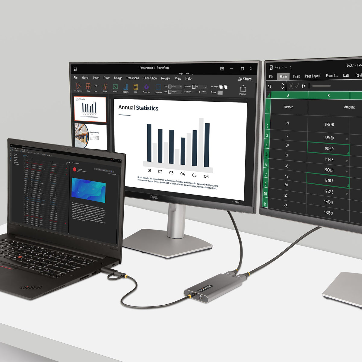 StarTech.com Adaptateur USB-C vers Double HDMI, 4K 60Hz, Power Delivery 100W, Câble 30cm