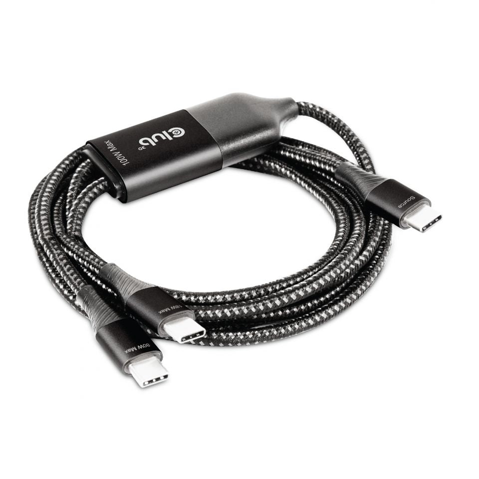 CLUB3D CAC-1527 Câble USB-C vers 2 x USB-C, 100W, Noir, 1,83 m