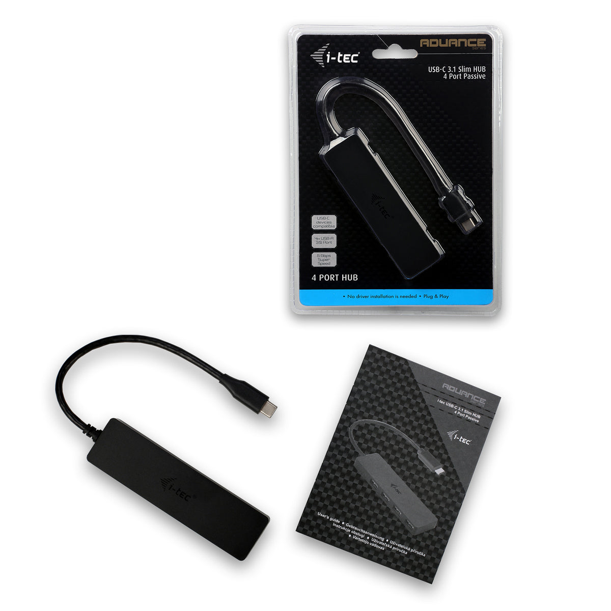Hub USB-C Slim Passif 4 Ports USB 3.0, Vitesse 5 Gbps