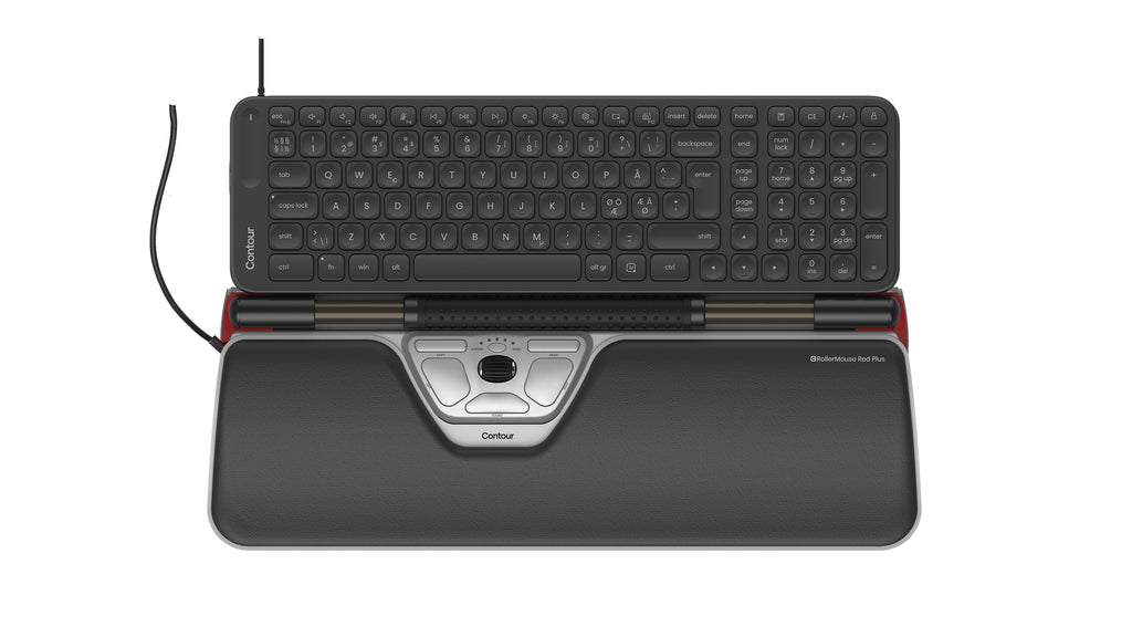 Contour Design RollerMouse Red Plus & Balance, Clavier et Souris Ergonomiques, USB, QWERTY Nordique, Noir