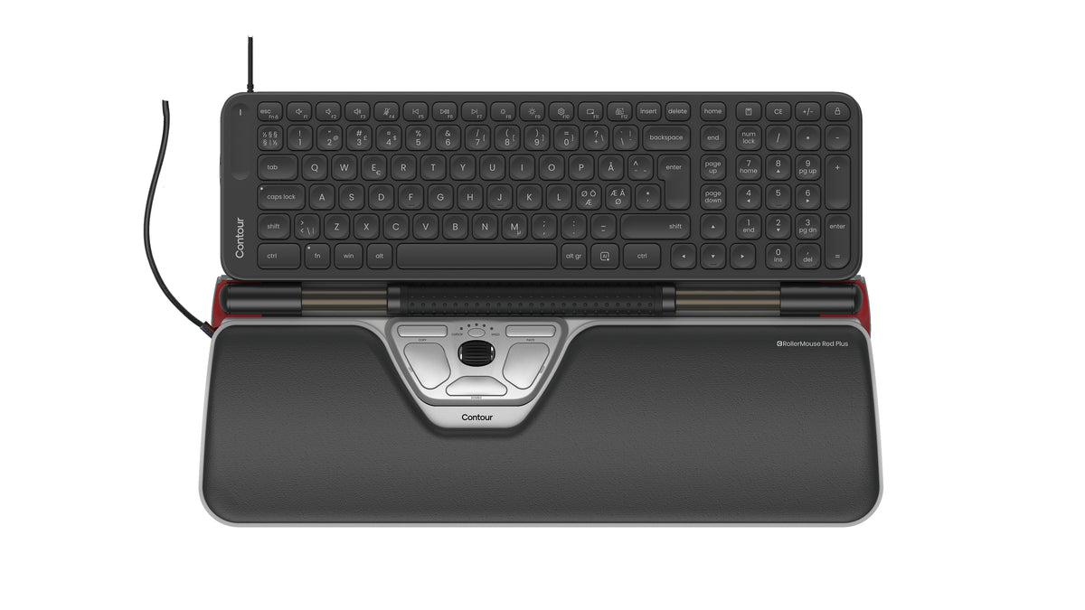 Contour Design RollerMouse Red Plus & Balance, Clavier et Souris Ergonomiques, USB, QWERTY Nordique, Noir