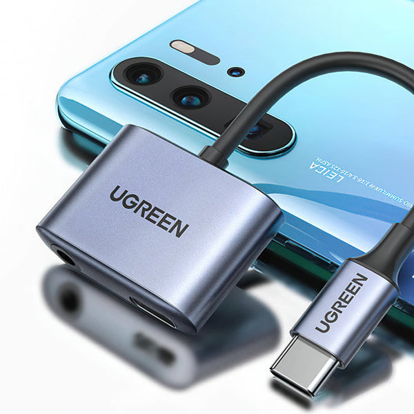 Ugreen USB-C to 3.5mm / USB-C Audio Adapter CM231, Grey