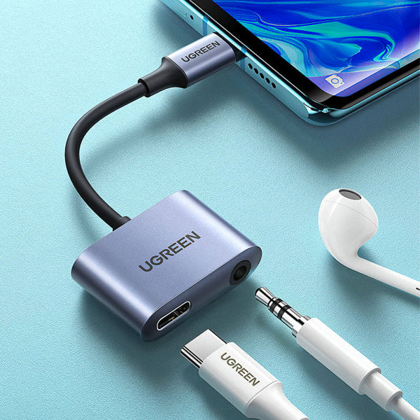 Ugreen USB-C to 3.5mm / USB-C Audio Adapter CM231, Grey