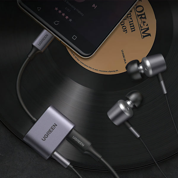 Ugreen USB-C to 3.5mm / USB-C Audio Adapter CM231, Grey