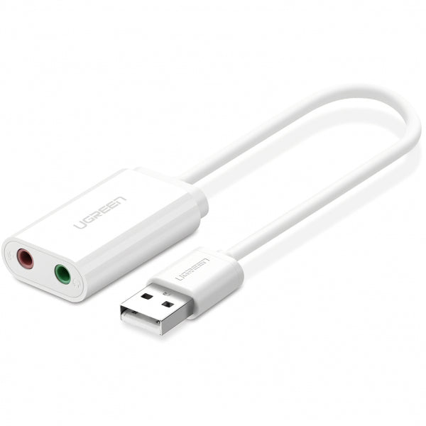 Ugreen External Sound Card US205, 2 X Jack 3.5mm, White
