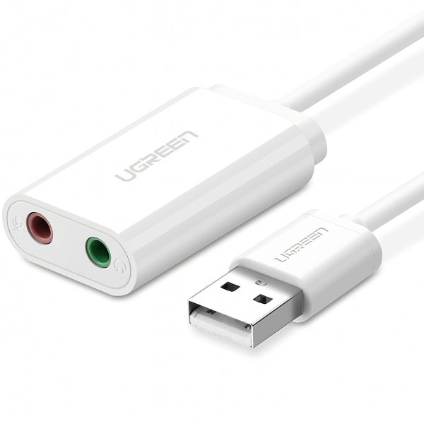 Ugreen External Sound Card US205, 2 X Jack 3.5mm, White