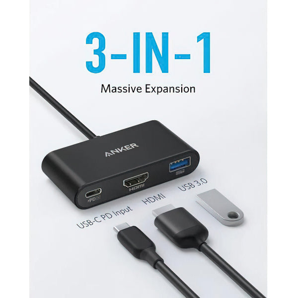 Anker USB-C to USB-C / HDMI / USB-A Video Adapter PowerExpand, Black A8339HA1