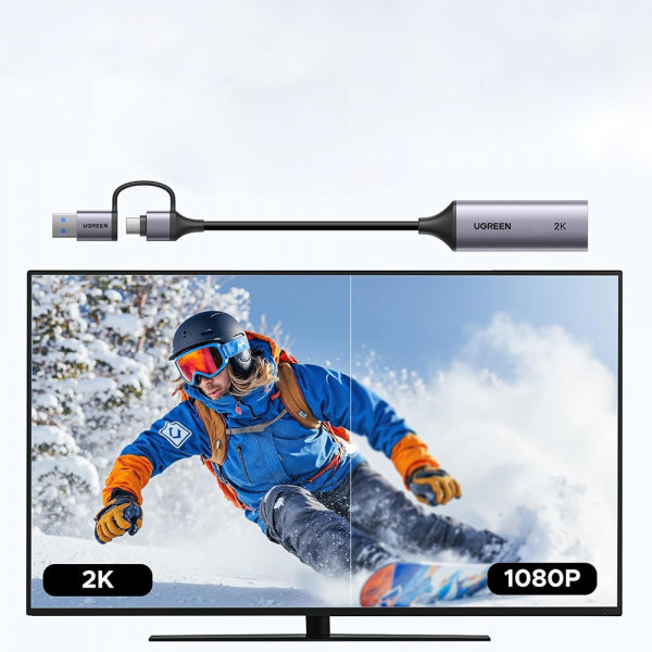 Ugreen USB-A / USB-C to HDMI Video Adapter CM629 (15389), Grey