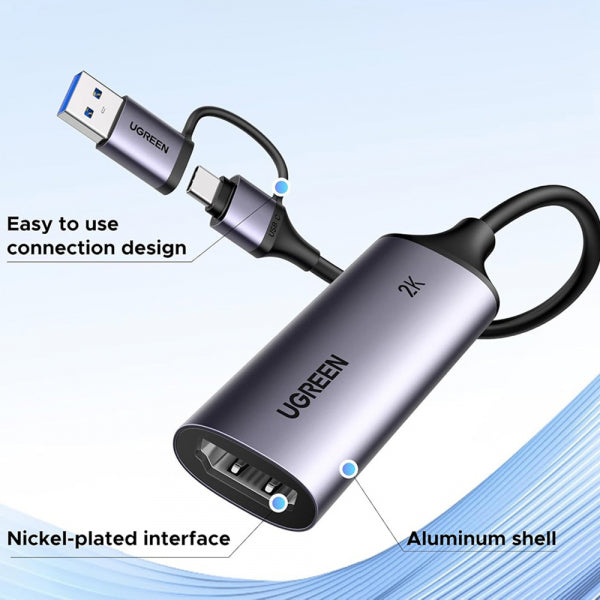 Ugreen USB-A / USB-C to HDMI Video Adapter CM629 (15389), Grey