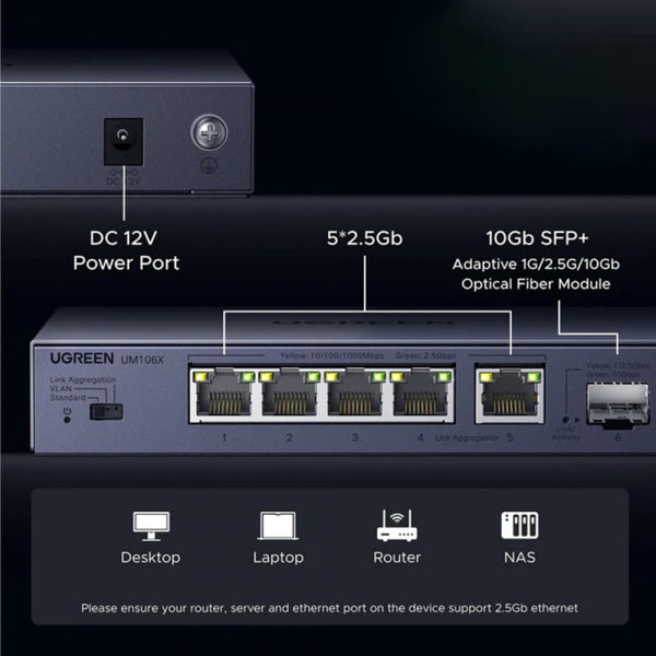 Ugreen Ethernet Switch 35048EU, Grey