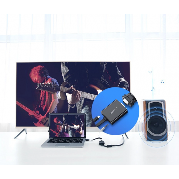 Ugreen Video Adapter MM103 (40248), HDMI - VGA, 1080P, Black