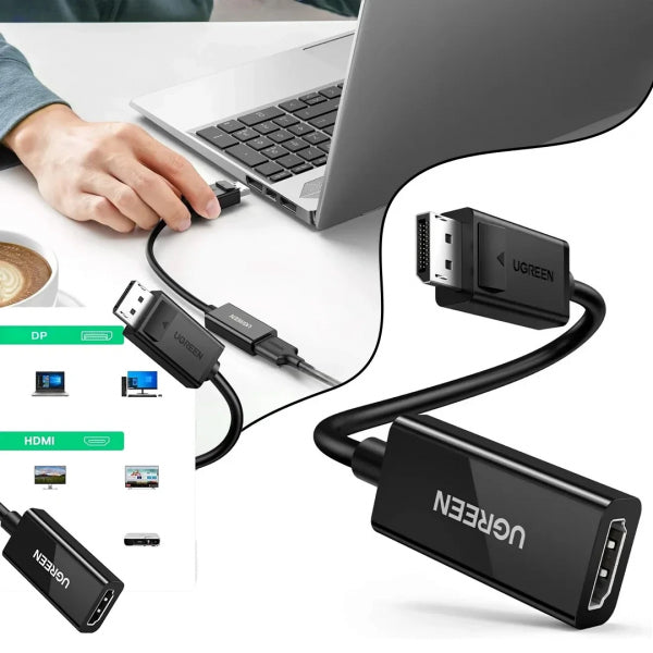 Ugreen Video Adapter MM137, DisplayPort to HDMI, 4K, Black