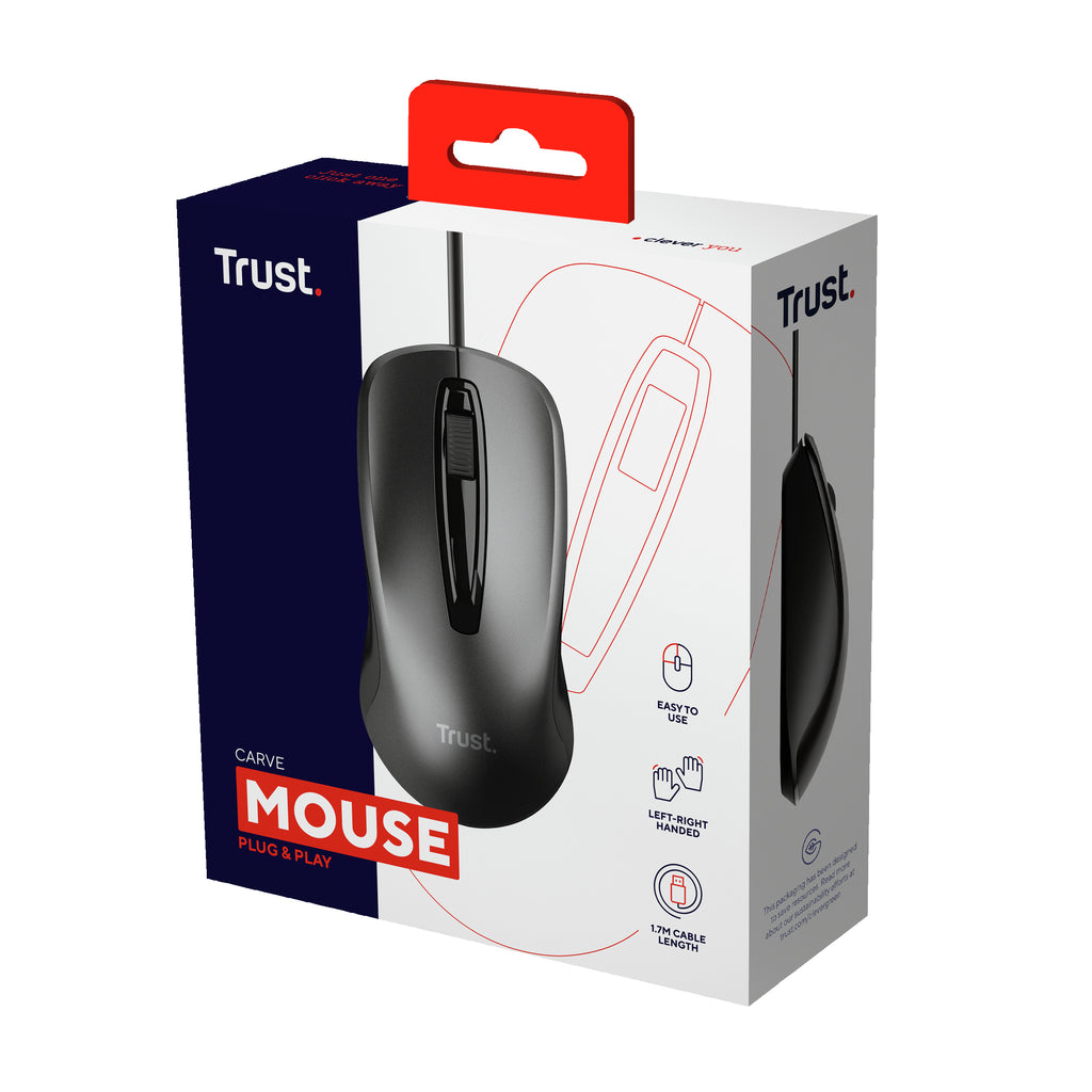 Trust Carve souris Bureau Ambidextre USB Type-A Optique 1200 DPI