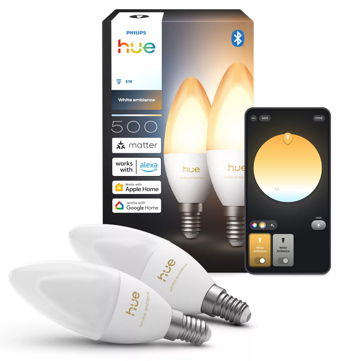 Philips Hue White ambiance Flamme B39 - Ampoule LED connectée E14