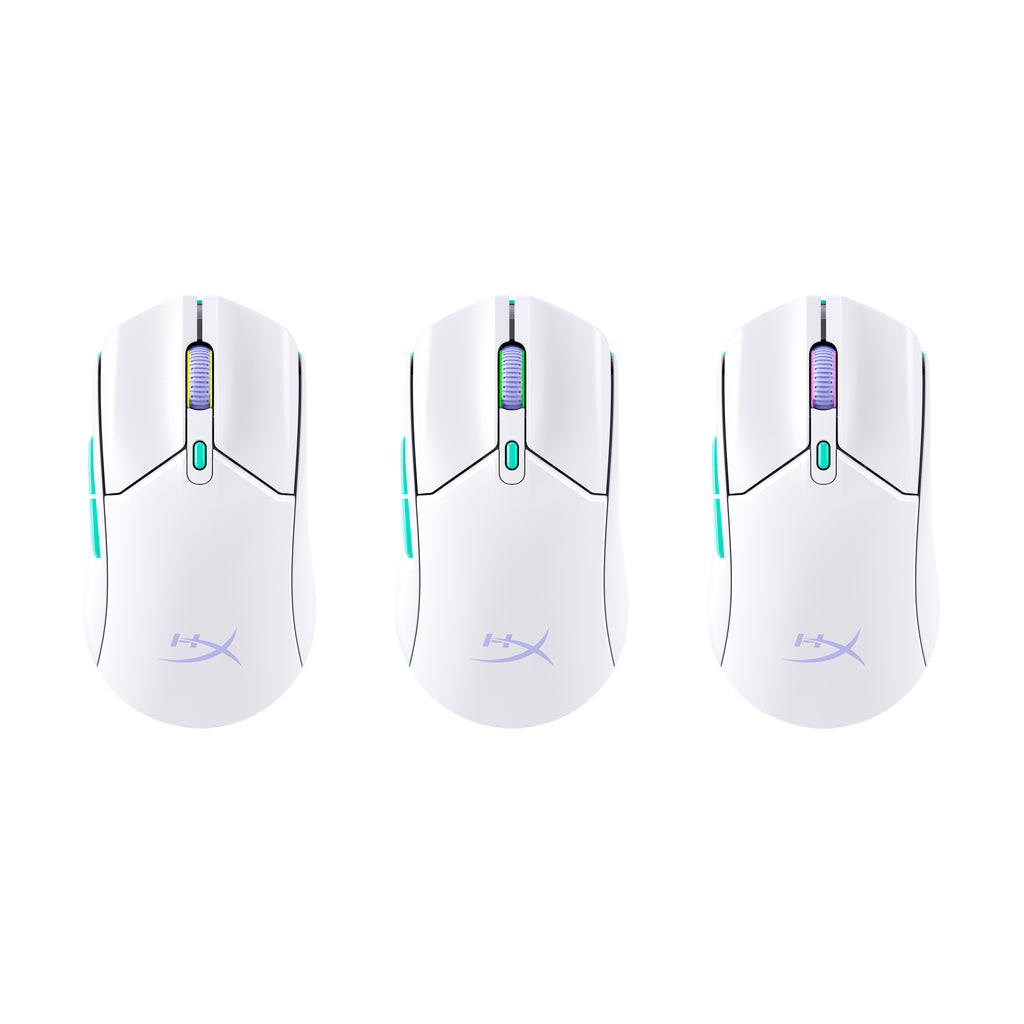 HyperX Pulsefire Haste 2 Core Wireless, Souris Gamer Sans Fil, 12 000 PPP, Blanc/Vert/Violet