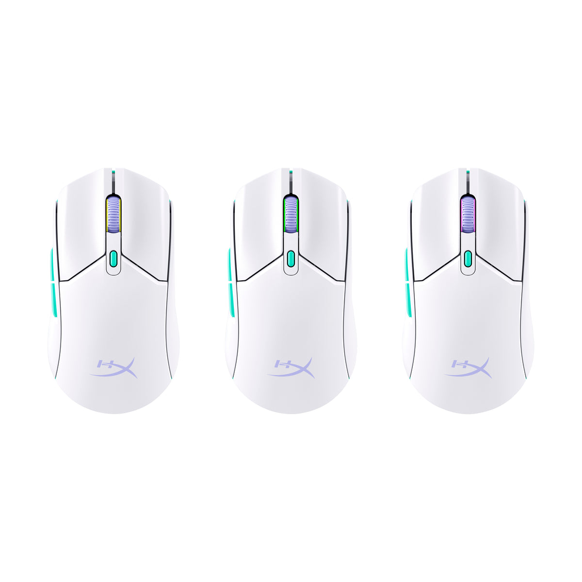 HyperX Pulsefire Haste 2 Core Wireless, Souris Gamer Sans Fil, 12 000 PPP, Blanc/Vert/Violet