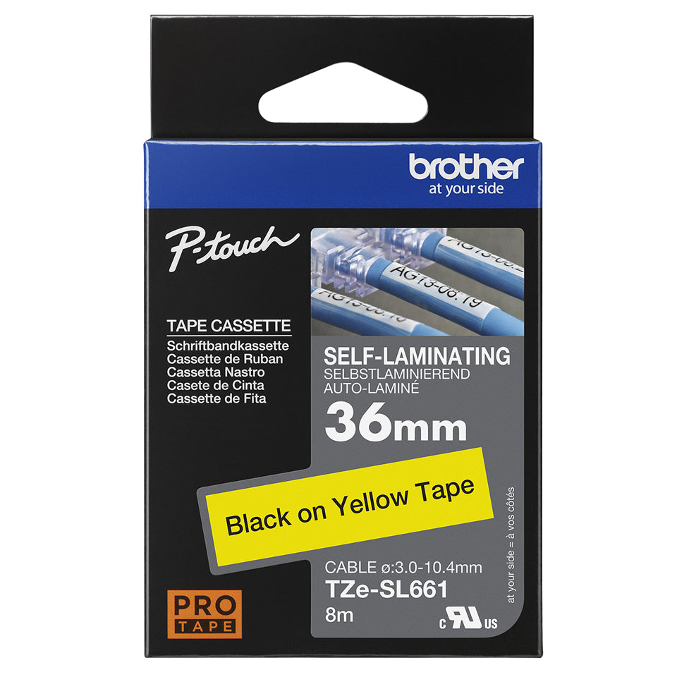 Brother TZE-SL661 ruban d'étiquette Noir sur jaune - vue 4