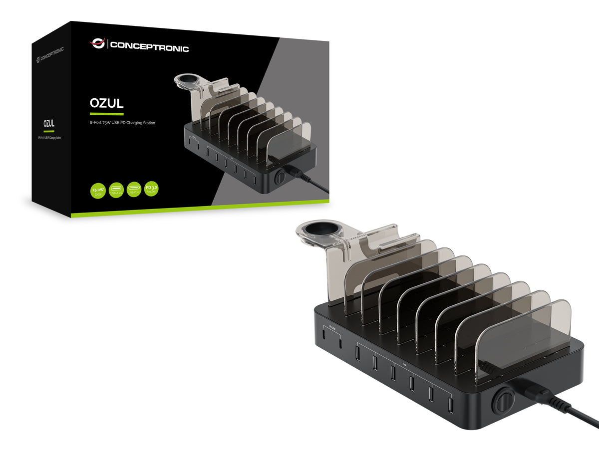 Conceptronic OZUL02B Chargeur Universel pour Appareils Mobiles, Secteur Intérieur, Noir