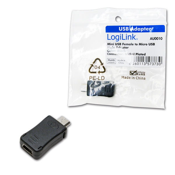 LogiLink AU0010 Adaptateur Changeur de Genre Micro USB vers Mini USB, Noir - vue 2