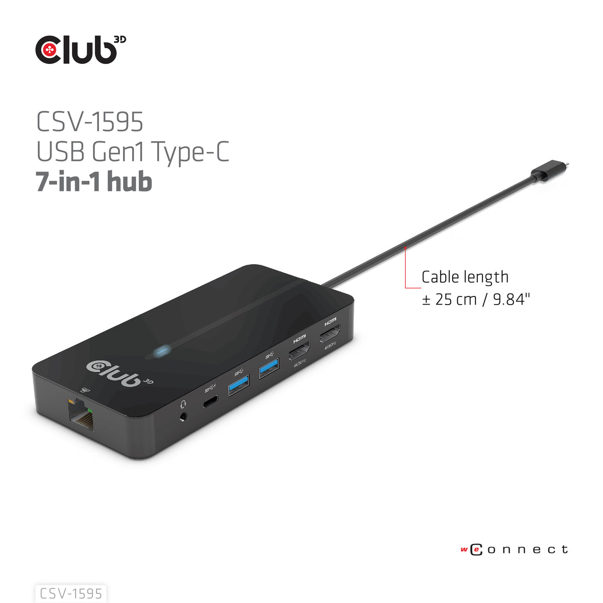 CLUB3D CSV-1595 Station d'accueil USB 3.2 Gen 1 Type-C, 4K UHD 60Hz, Noir