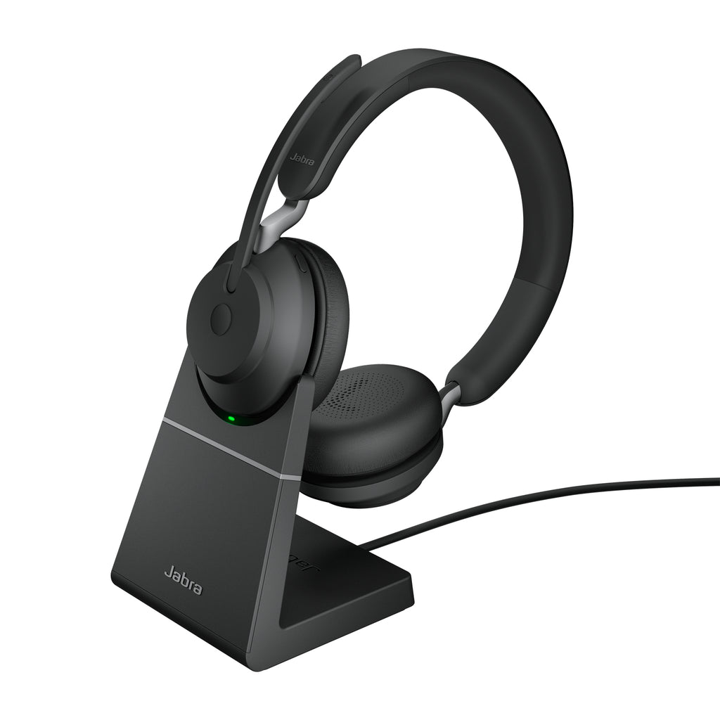 Jabra Evolve2 65 Casque Sans Fil Bluetooth avec Socle de Chargement, USB Type-C, Noir