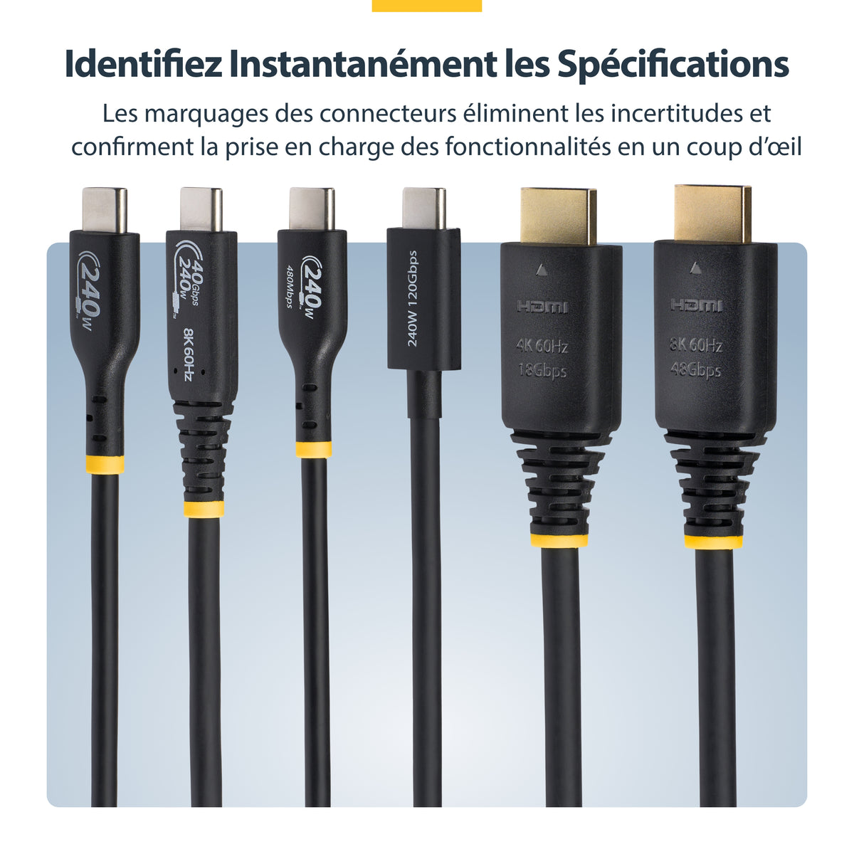StarTech.com Câble HDMI 2.1 Ultra Haut Débit 8K 60Hz/4K 120Hz, 5m, 48 Gbps, HDR10+, eARC, Gaine TPE Flexible