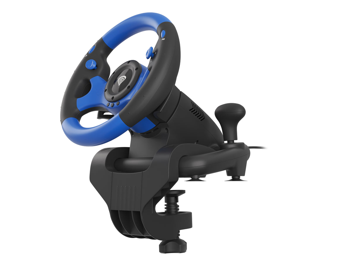 Volant et Pédales Seaborg 350 Noir et Bleu USB pour PC, PS4, PS3, Xbox Series X/S, Xbox One, Xbox 360, Nintendo Switch