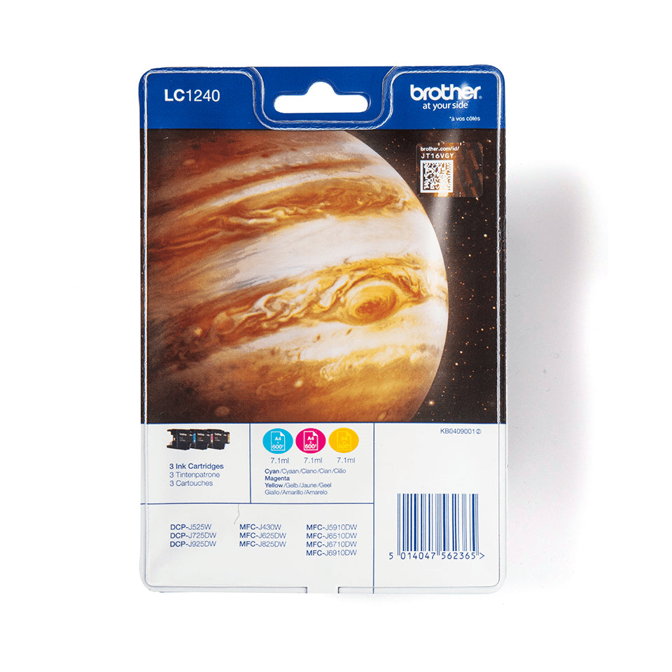 Brother Pack de Cartouches d'Encre LC1240RBWBP, Cyan, Magenta, Jaune