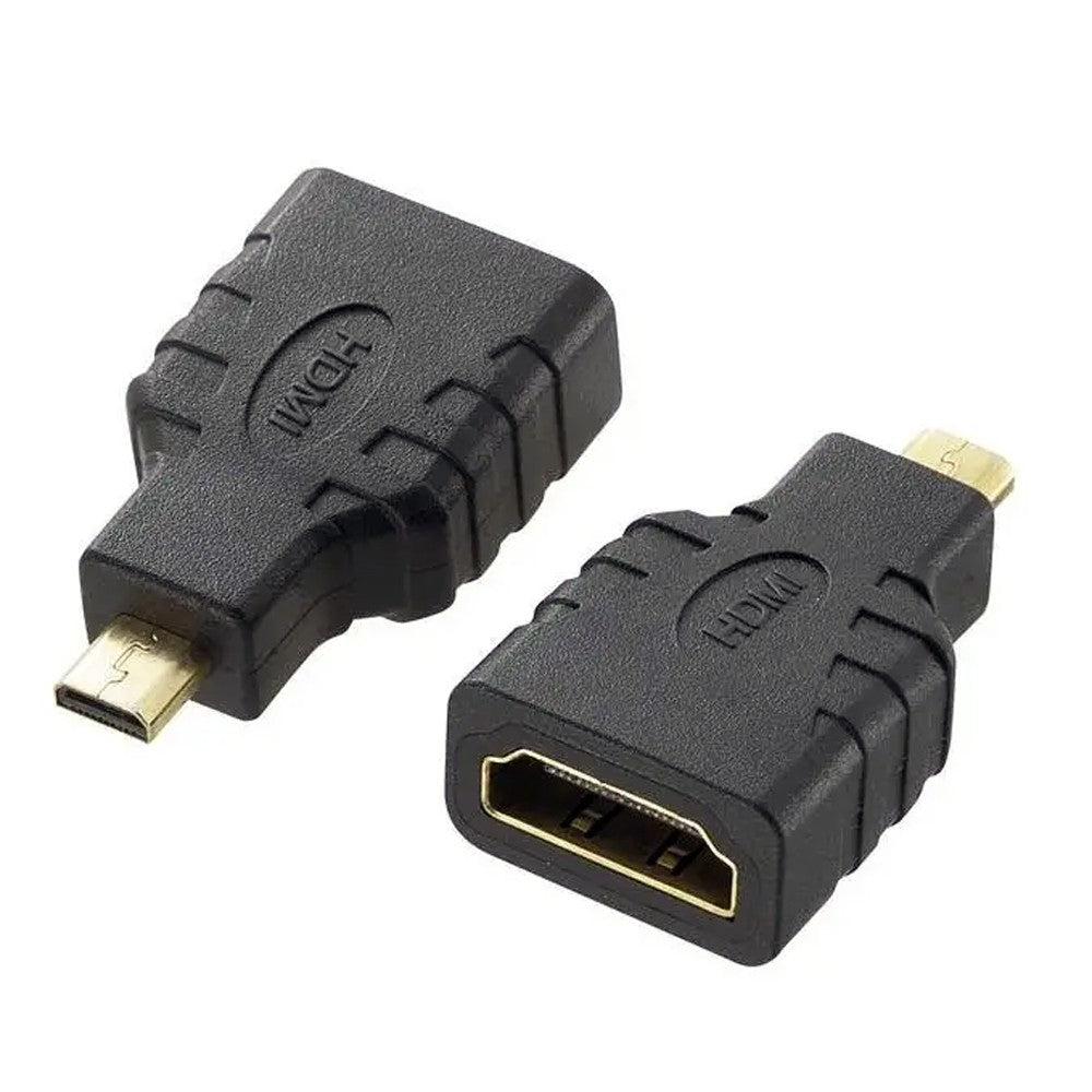 Adaptateur Micro HDMI vers HDMI Mâle/Femelle, Connecteurs Plaqués Or, Noir