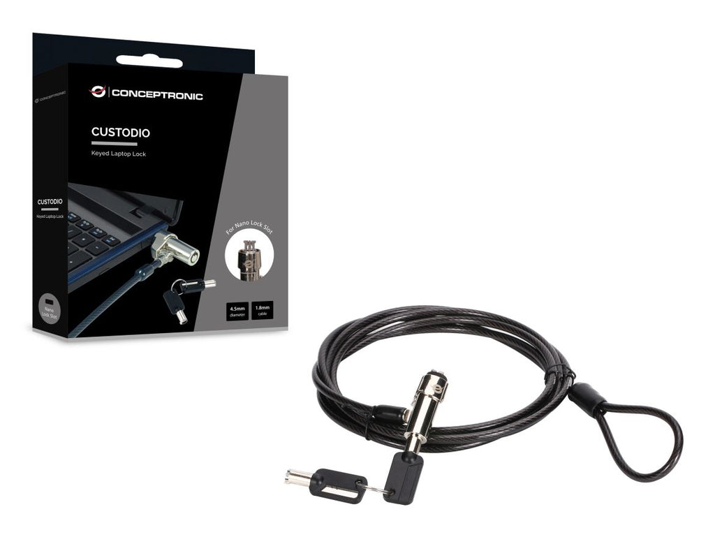 Conceptronic CUSTODIO02BNM câble antivol Noir 1,8 m